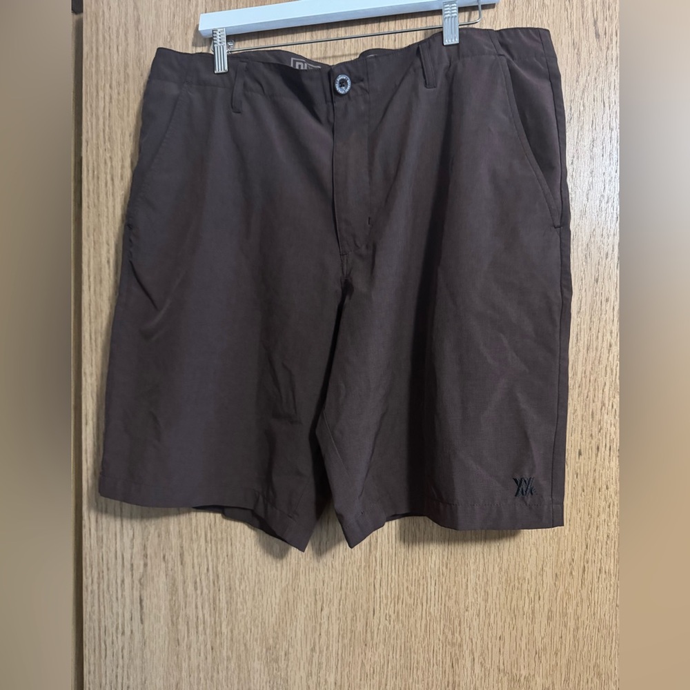 DIXXON Dark Brown Flat Front Shorts